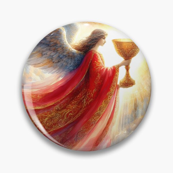 Item preview, Red Advent Angel with Golden Chalice – Second Sunday Illustration designed and sold by EvaAngel.