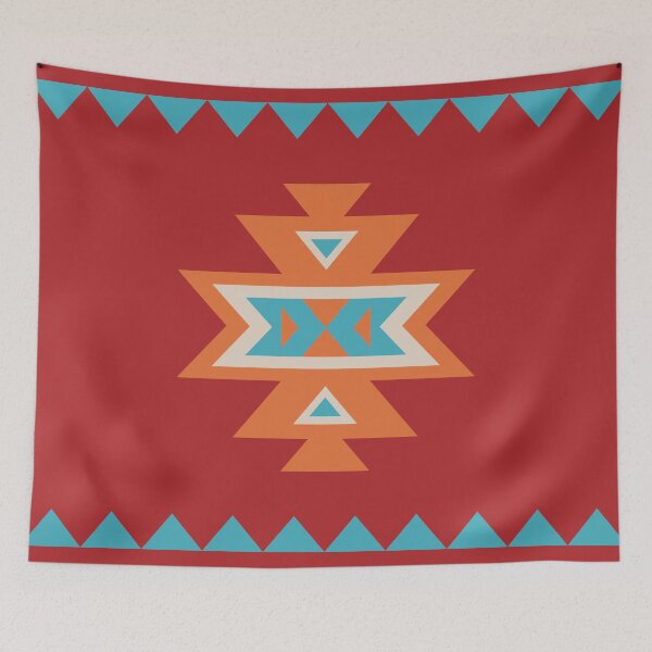 Item preview, Geometric Ethnic Pattern Orange Turquoise designed and sold by Petra Lang.