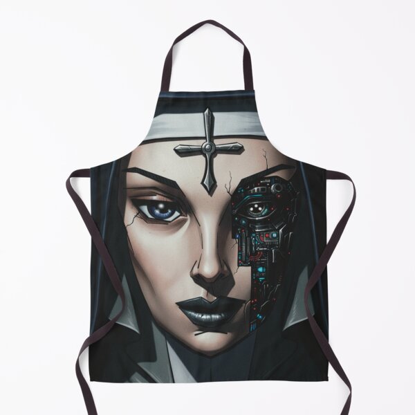 Item preview, Cyborg Nun Portrait Dark Sci-Fi Sacred Tech Art designed and sold by Elizarfa.