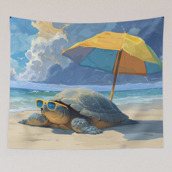 Item preview, Sea Turtle Series – Breezy Beach Lounge Painting designed and sold by CuongArtLab.