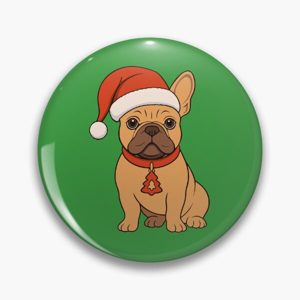 Item preview, Santa Frenchie With Tree Tag – Holiday Pet Art designed and sold by donwillisjrart.