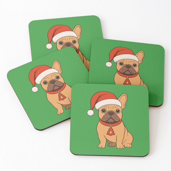 Item preview, Santa Frenchie With Tree Tag – Holiday Pet Art designed and sold by donwillisjrart.