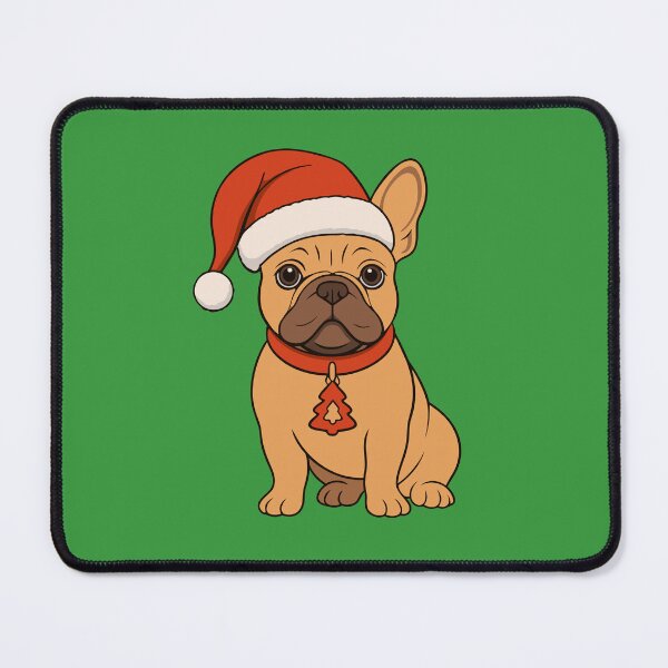 Item preview, Santa Frenchie With Tree Tag – Holiday Pet Art designed and sold by donwillisjrart.