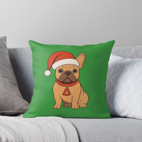 Item preview, Santa Frenchie With Tree Tag – Holiday Pet Art designed and sold by donwillisjrart.