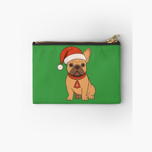 Item preview, Santa Frenchie With Tree Tag – Holiday Pet Art designed and sold by donwillisjrart.