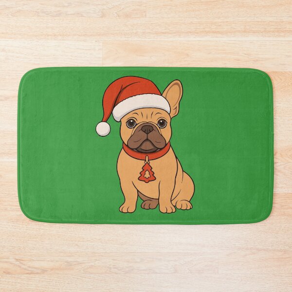Item preview, Santa Frenchie With Tree Tag – Holiday Pet Art designed and sold by donwillisjrart.