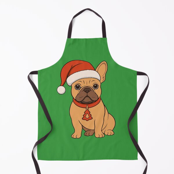 Item preview, Santa Frenchie With Tree Tag – Holiday Pet Art designed and sold by donwillisjrart.