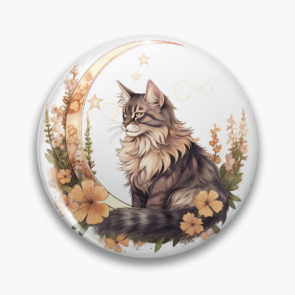 Item preview, Mystic Moon Cat – Boho Floral Art - Mythical Cat designed and sold by AuraByMarv.