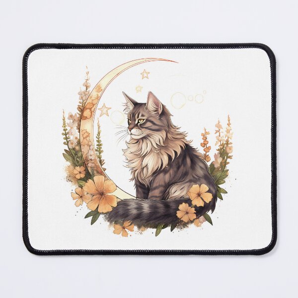 Item preview, Mystic Moon Cat – Boho Floral Art - Mythical Cat designed and sold by AuraByMarv.
