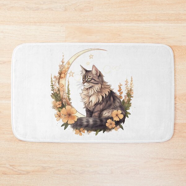 Item preview, Mystic Moon Cat – Boho Floral Art - Mythical Cat designed and sold by AuraByMarv.