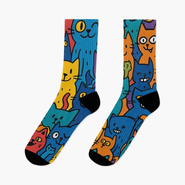 Item preview, Seamless Vibrant Cat Doodle Pattern designed and sold by Nope Cats.
