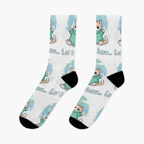 Artikelvorschau, Niedliche Winterkatze im kuscheligen Pullover – „Let It Snow“-Design entworfen und verkauft von Elizarfa.