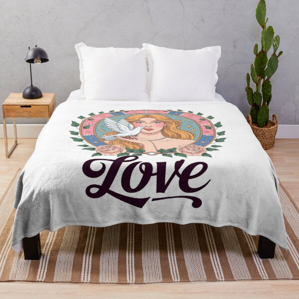 Item preview, 1970s Iron On Transfer LOVE Slogan Hippy Girl designed and sold by HollyBellArtSte.