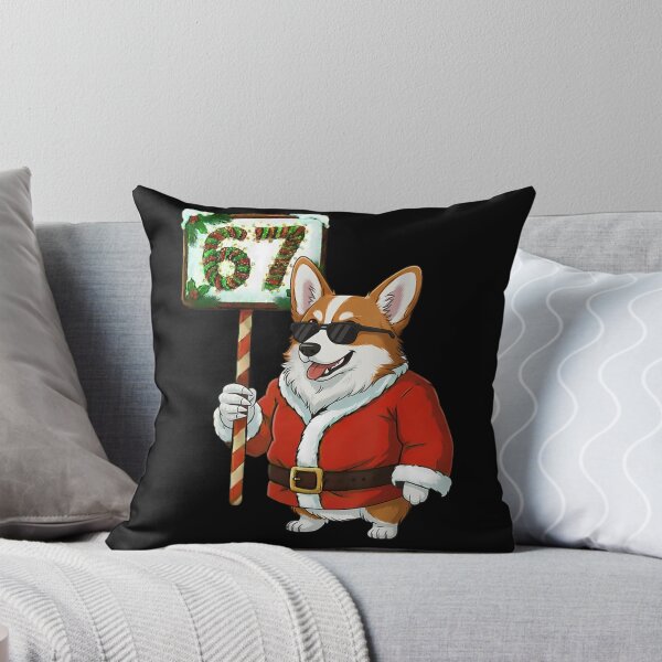 Item preview, Adorable Corgi Wearing Santa Suit, Holding Number Sixty-Seven Celebration Sign designed and sold by WilliaMaler.
