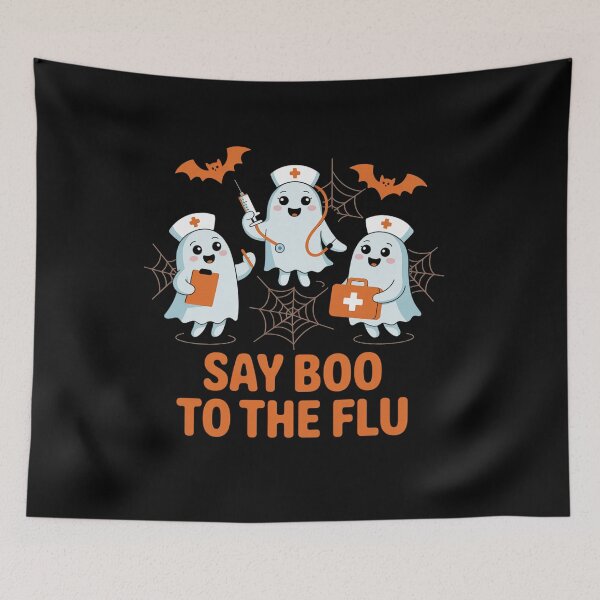 Item preview, Funny Nurse Ghost Halloween Vaccine Say Boo to The Flu designed and sold by TiredPack.