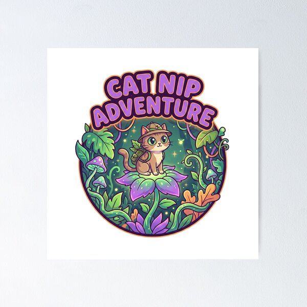 Item preview, Whimsical Cat Nip Adventure Cute Fantasy Cat Lover Gift designed and sold by chattsuede.