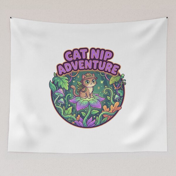 Item preview, Whimsical Cat Nip Adventure Cute Fantasy Cat Lover Gift designed and sold by chattsuede.