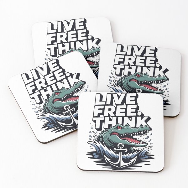 Item preview, Live Free Think Rebel Crocodile Grunge Art Gift designed and sold by chattsuede.