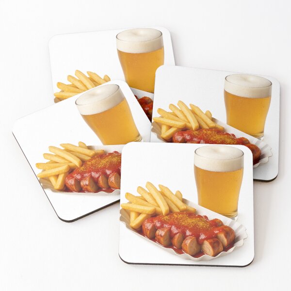 Item preview, Currywurst, fries and beer designed and sold by Wurstzeitshop.