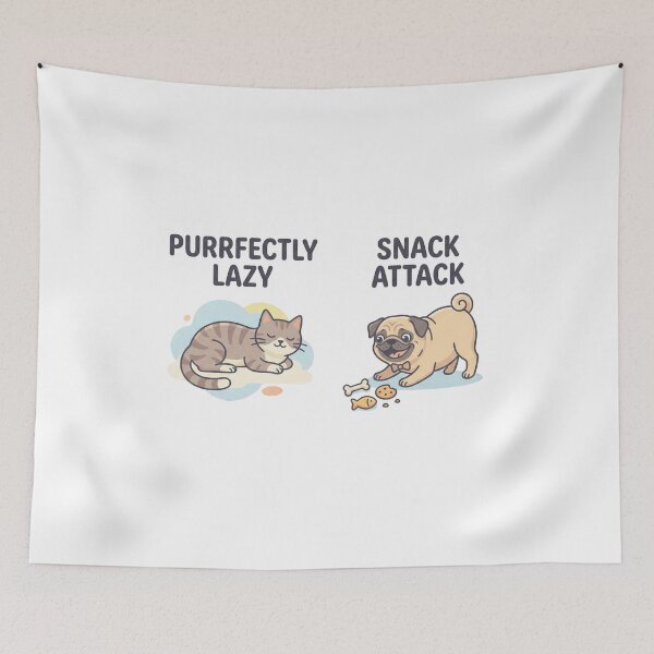 Item preview, Cute Funny Pet Purrfectly Lazy Cat Snack Attack Dog designed and sold by chattsuede.