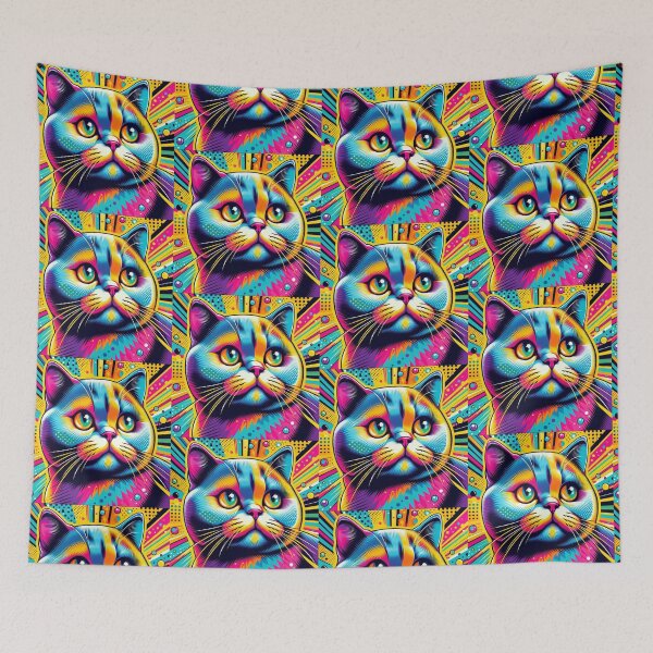 Item preview, Pop Art Cat – Neon Whiskers & Starry Eyes designed and sold by Dogandesighn.