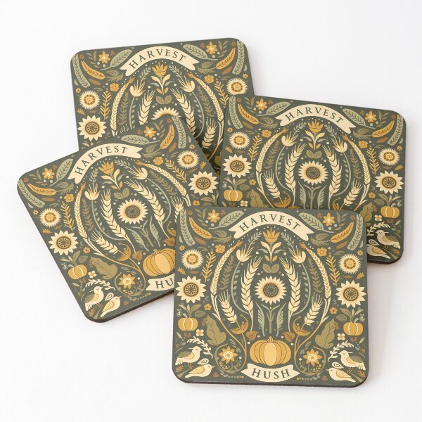 Item preview, Harvest Hush Pumpkin with Sunflowers and Wheat – Scandinavian Folk Art by heidiannemorris © designed and sold by FOLK ART FUSION by heidiannemorris.