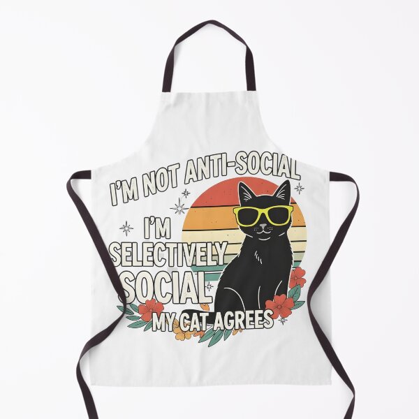Item preview, Funny Anti-Social Cat – Selectively Social Quote – Cool Black Cat Retro Design designed and sold by Inkspire House.