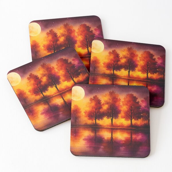 Item preview, Moonlit Autumn Reflections Forest by Night designed and sold by Joey Santiago.