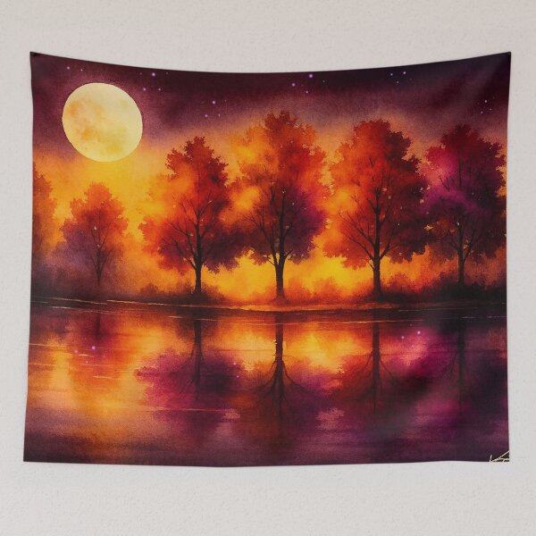 Item preview, Moonlit Autumn Reflections Forest by Night designed and sold by Joey Santiago.