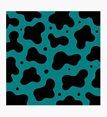 Teal Cow Print Pattern Photographic Print