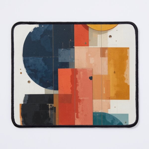 Item preview, Bauhaus Eclipse: Non-Figurative Circles in Deep Indigo and Vibrant Coral designed and sold by mrpuchleitner.