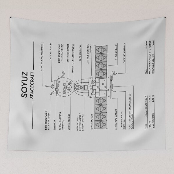Item preview, Soyuz Spacecraft (White Stencil-No Background) designed and sold by BGALAXY.