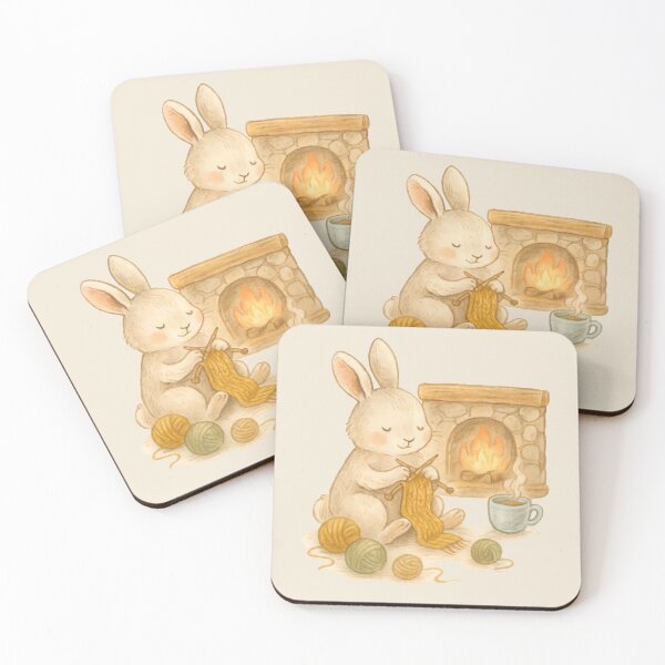 Item preview, Cozy Knitting Bunny | Warm Hand-Drawn Winter Illustration designed and sold by Ombrya.
