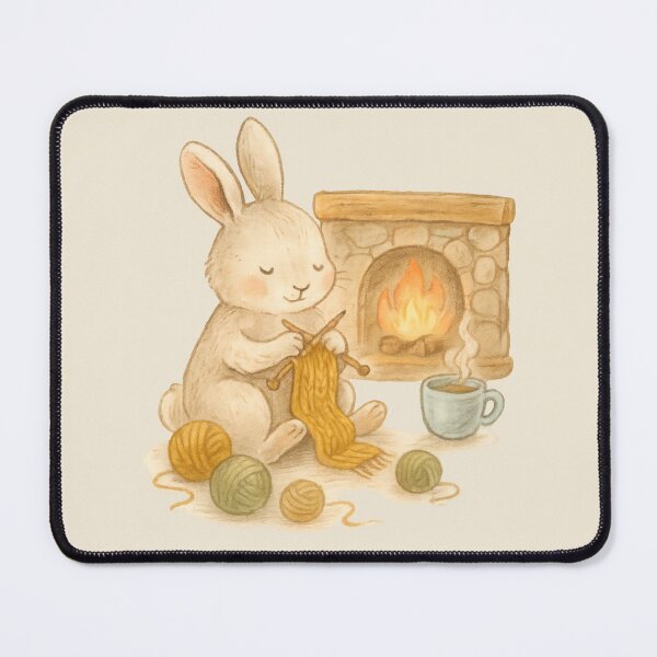 Item preview, Cozy Knitting Bunny | Warm Hand-Drawn Winter Illustration designed and sold by Ombrya.