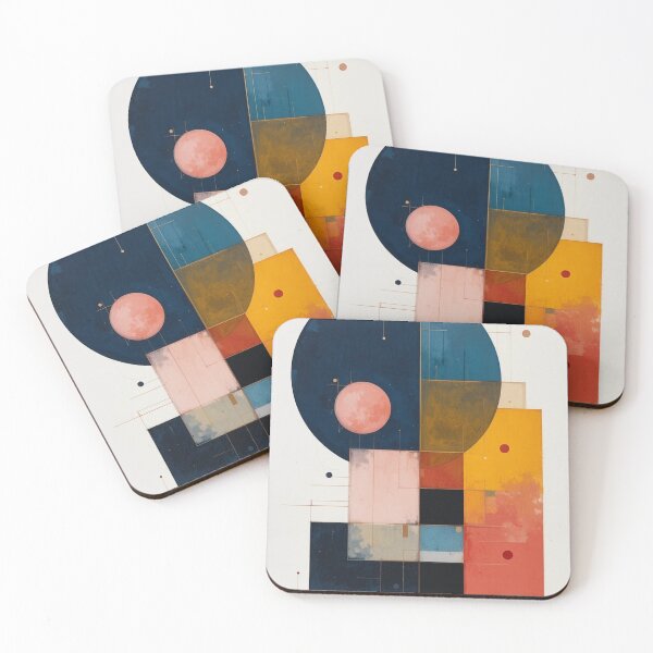 Item preview, Bauhaus Pulse: Non-Objective Color Blocks in Crimson, Indigo and Warm Ochre designed and sold by mrpuchleitner.