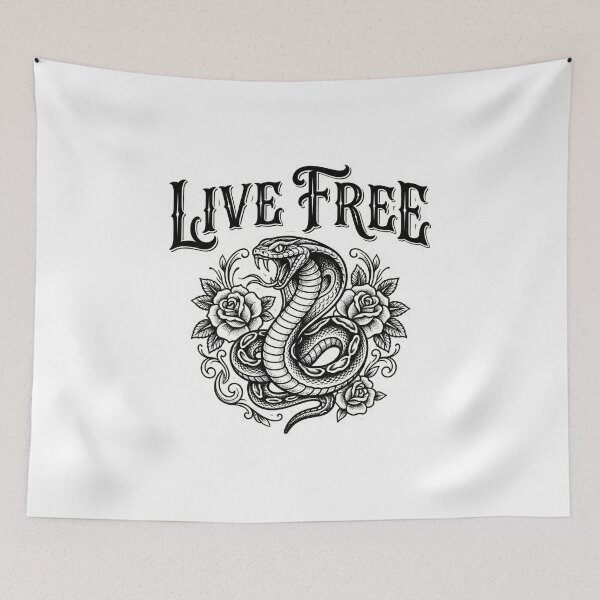 Item preview, Live Free Traditional Tattoo Snake Rose designed and sold by chattsuede.