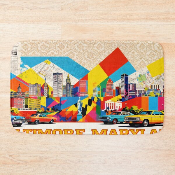 Item preview, baltimore skyline coloful collage designed and sold by BekimART2.