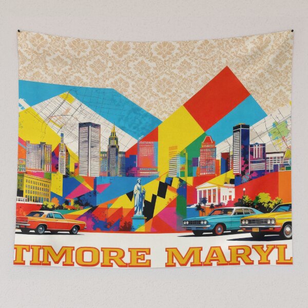 Item preview, baltimore skyline coloful collage designed and sold by BekimART2.