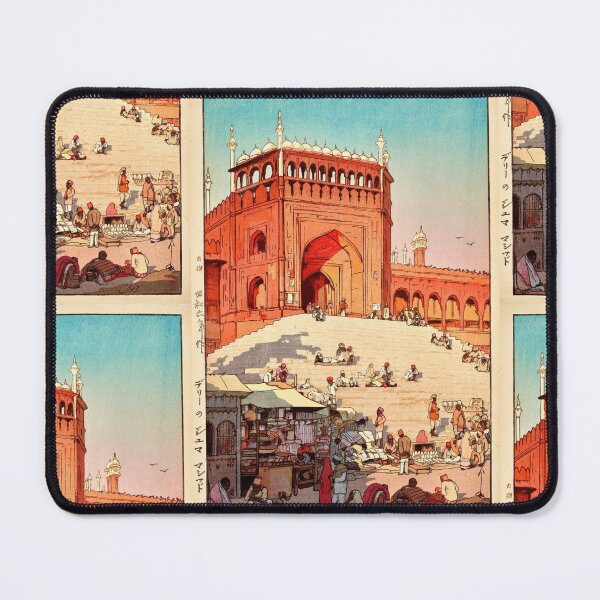 Item preview, Jama Masjid Delhi by Yoshida Hiroshi : Indian Market Scene Japanese Poster designed and sold by artofuniverse.