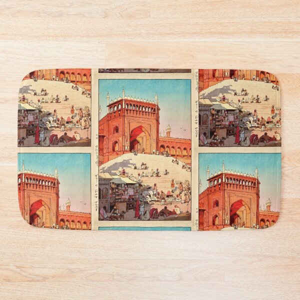 Item preview, Jama Masjid Delhi by Yoshida Hiroshi : Indian Market Scene Japanese Poster designed and sold by artofuniverse.