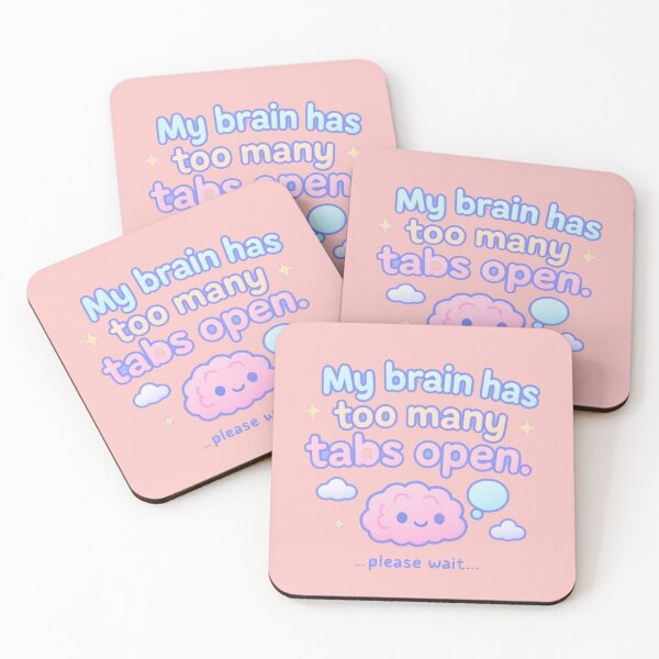 Item preview, My Brain Has Too Many Tabs Open – Cute Pastel Kawaii Brain Design designed and sold by NarpLTD.