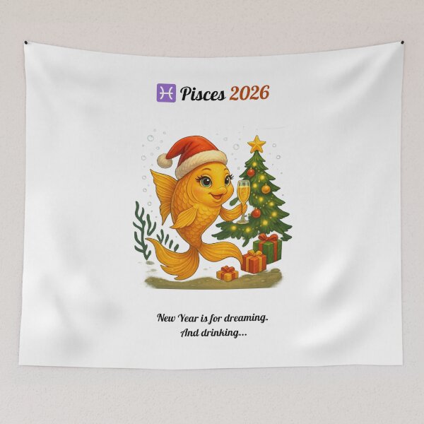 Item preview, Pisces Zodiac 2026 — New Year is for Dreaming and Drinking designed and sold by PrintJoy2025.
