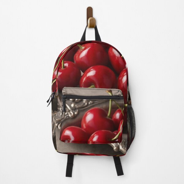Item preview, Juicy red cherries on a sumptuous silver tray – Realistic 3D food art design designed and sold by MrsMimpi.