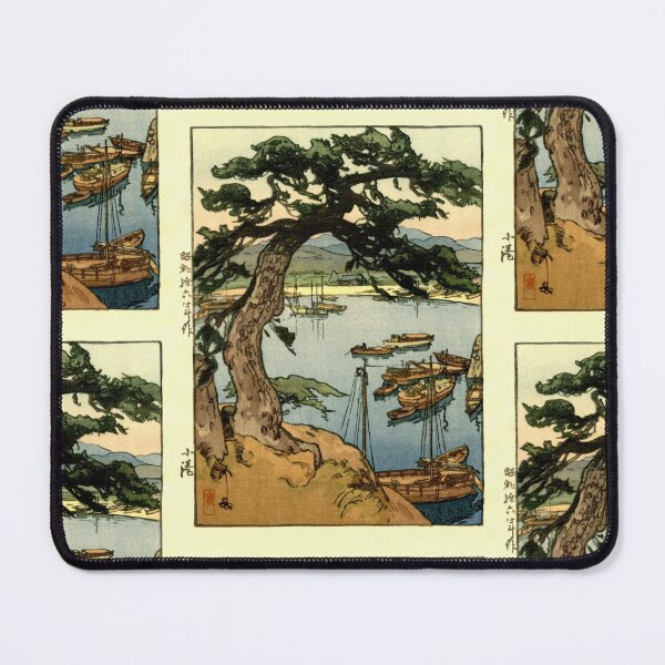 Item preview, Little Harbour by Yoshida Hiroshi : tranquil coastal landscape Japanese poster designed and sold by artofuniverse.