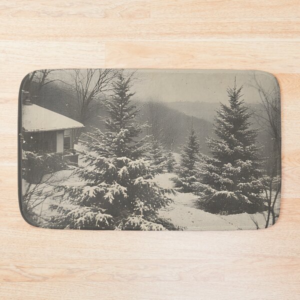 Item preview, Snowy landscape with hills and fir trees in black and white designed and sold by Mianku | Für das Leben.