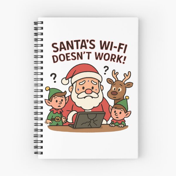 Item preview, "SANTA’S WI-FI  DOESN’T WORK" - Festive comic print for a T-shirt as a gift from Felia designed and sold by Felia001.