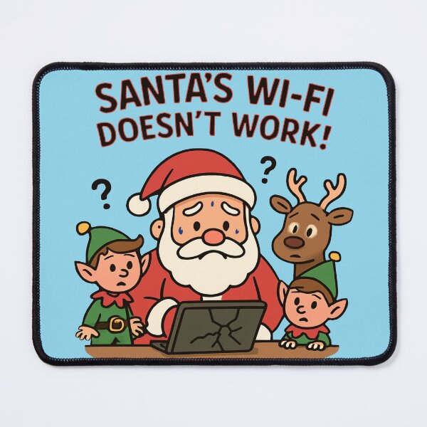 Item preview, "SANTA’S WI-FI DOESN’T WORK" - Festive comic print for a T-shirt as a gift from Felia designed and sold by Felia001.