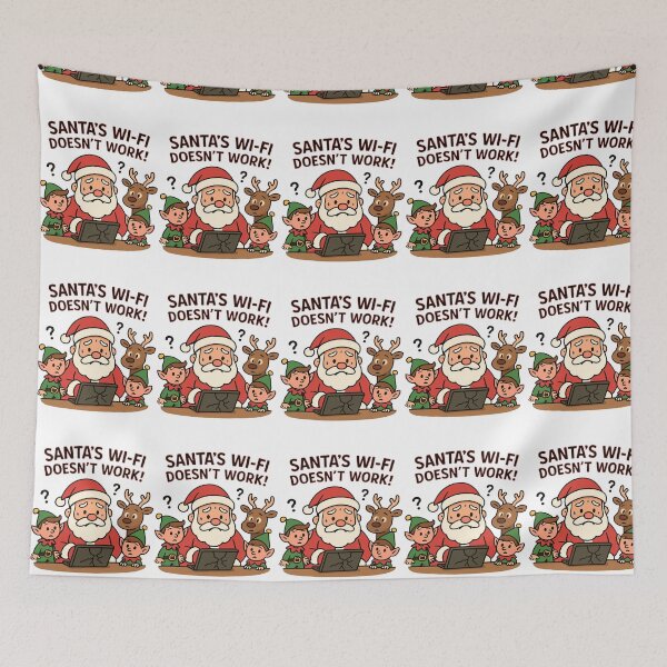 Item preview, "SANTA’S WI-FI  DOESN’T WORK" - Festive comic print for a T-shirt as a gift from Felia designed and sold by Felia001.