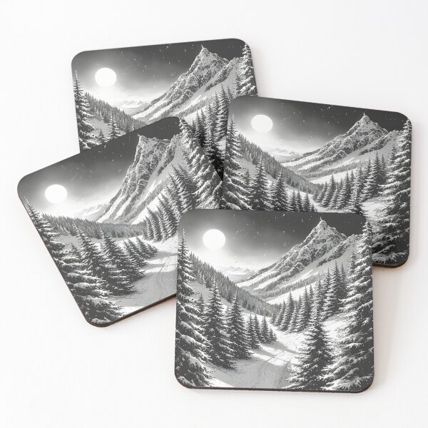 Item preview, Snow-covered mountain landscape panorama in moonlight designed and sold by Mianku | Für das Leben.