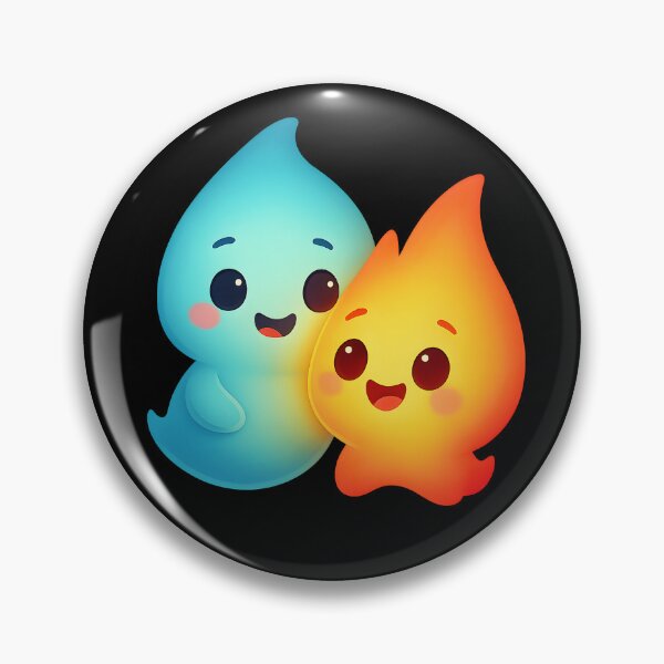 Item preview, Blue & Fire Spirits – Cute Elemental Duo Character Design designed and sold by VickeeOfficial.